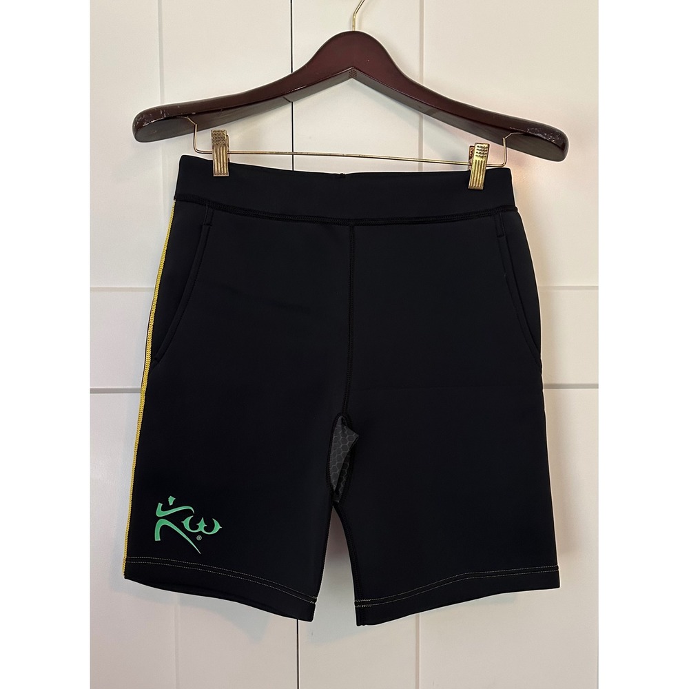 Kutting Weight Neoprene Sauna Shorts Black Yellow Women's Size Medium Workout